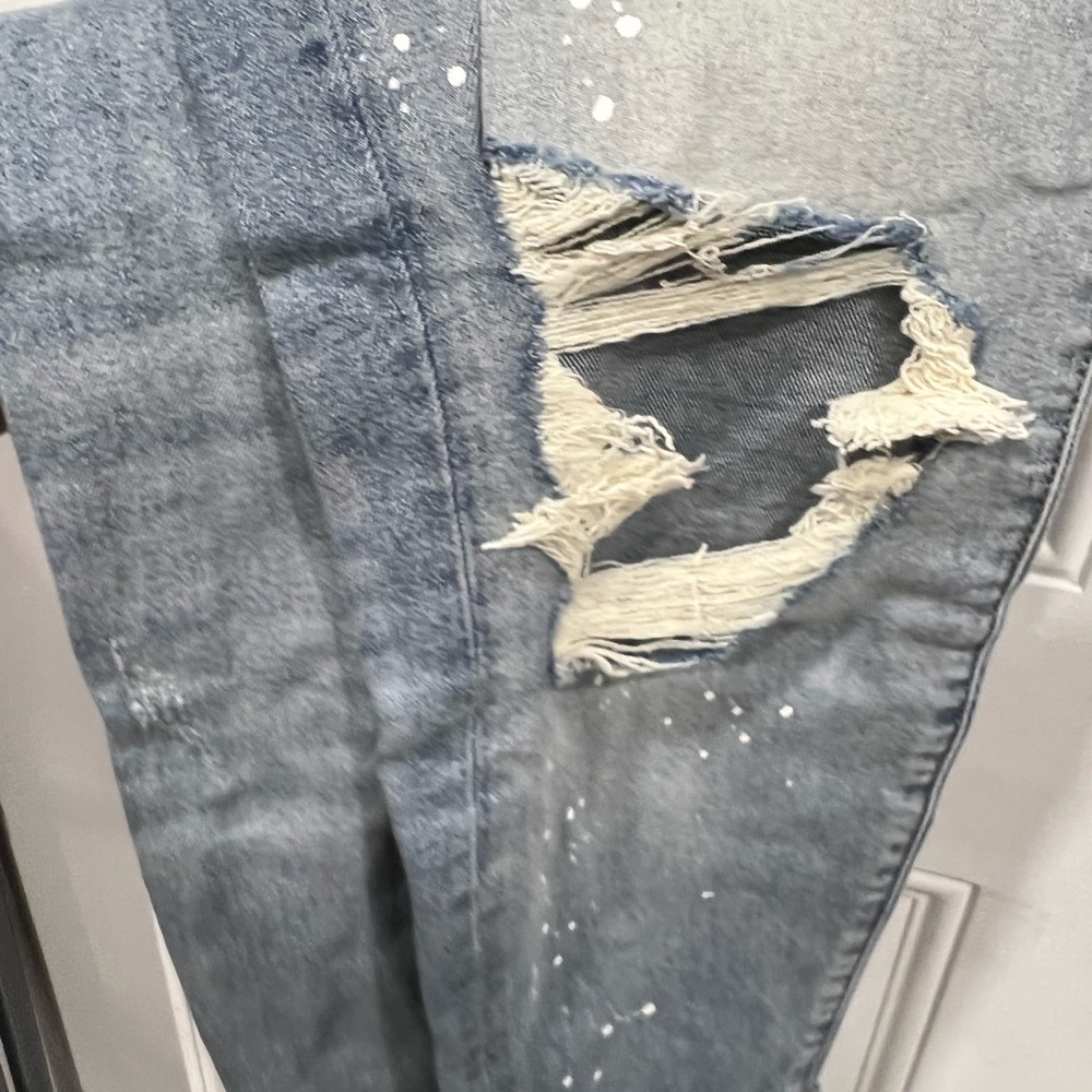 Brand New Distressed Denim Jeans Paint Splatter Relaxed Fit Boyfriend - Picture 14 of 15